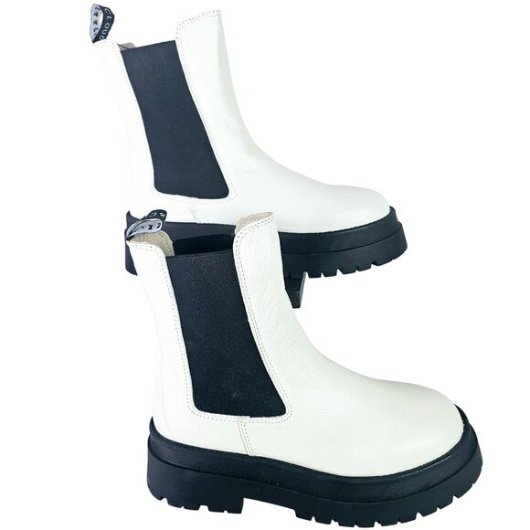 Mousse & Cloud White & Black Chelsea Biena Ankle-Boots, Made in Spain, Sz 10 - Picture 3 of 8
